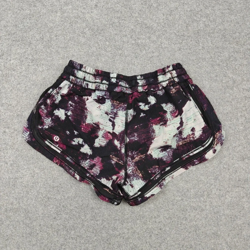 Lululemon Running Shorts Womens 6 Multicolor Print Lined Drawstring Zip Pocket - Picture 4 of 9